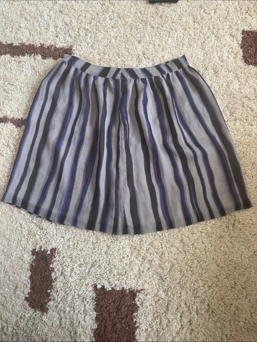 Richard Chai for Target Gray Skater Skirt with Black and Blue Stripes